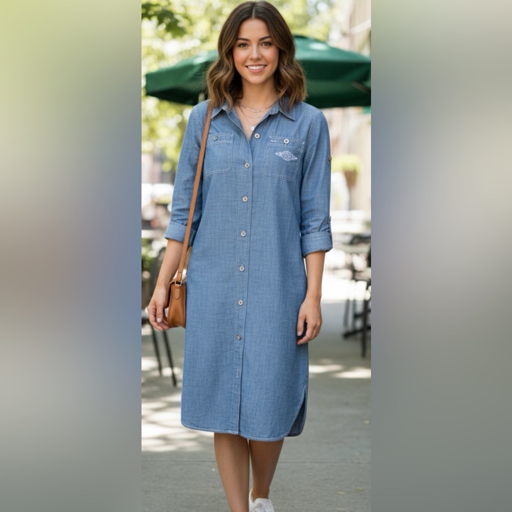 Ralph Lauren Light Blue Denim Midi Dress